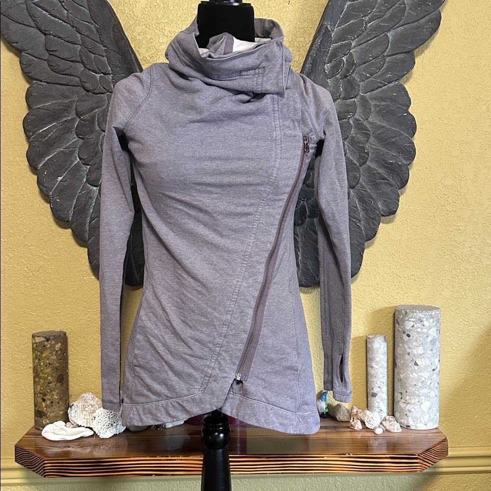 Lululemon Gray Wrap Front Asymmetrical Sweater Jacket